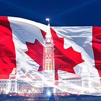 Canada flag + parliament