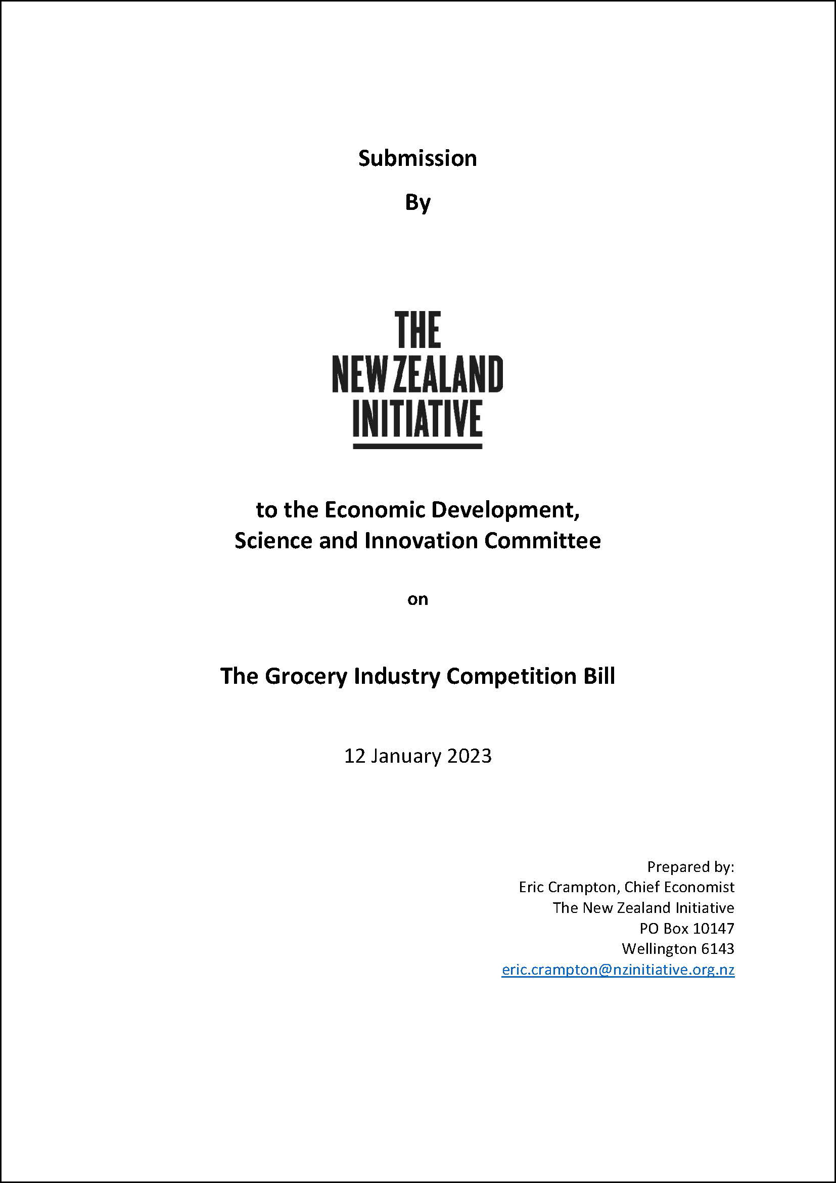 Submission on the Grocery Industry Competition Bill Page 01