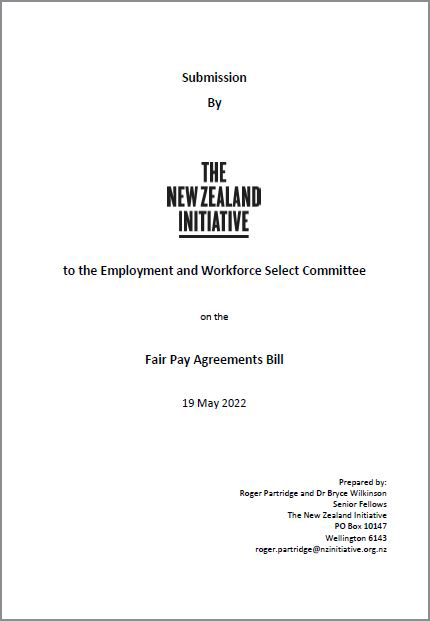 Cover Submission opposing fair pay agreements