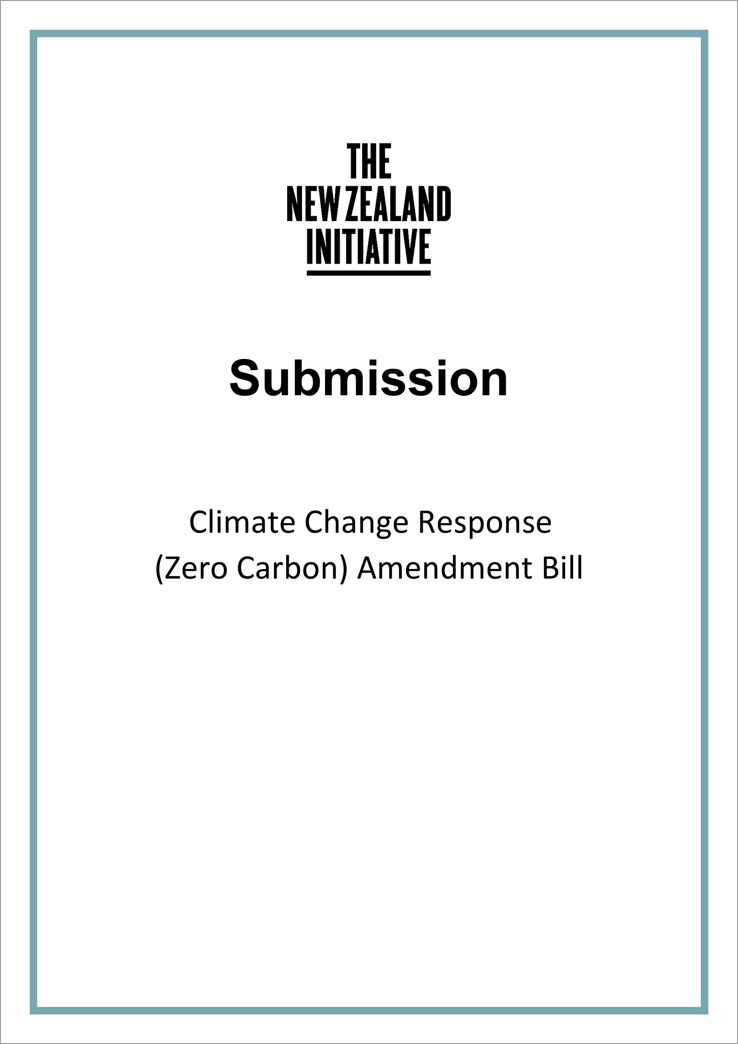 Submission cover Zero Carbon amendment Bill
